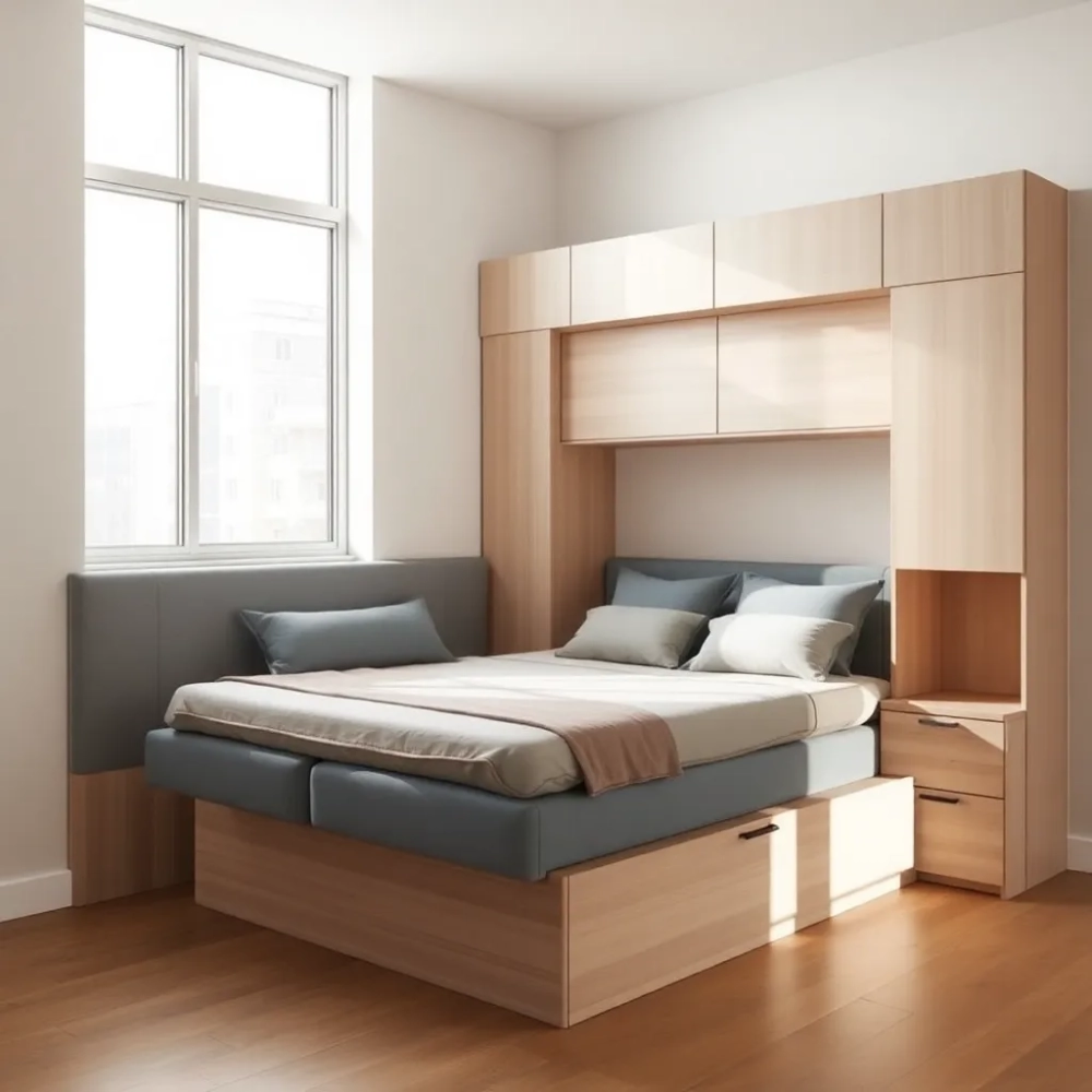 Łóżko w szafie 160 z sofą