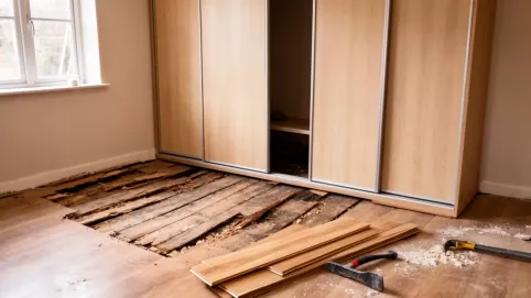 Wymiana podłogi a szafa w zabudowie