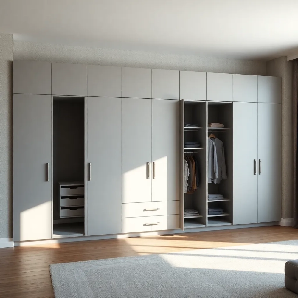 Szafa na całą ścianę w salonie