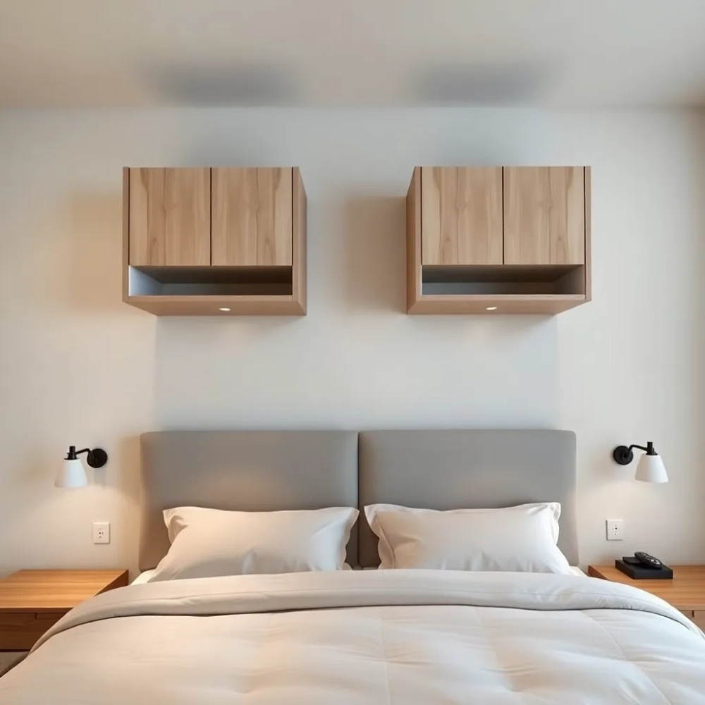 Szafki nad łóżkiem w sypialni